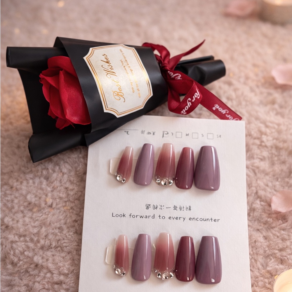 Elegant  Mauve Gradient Nail Set